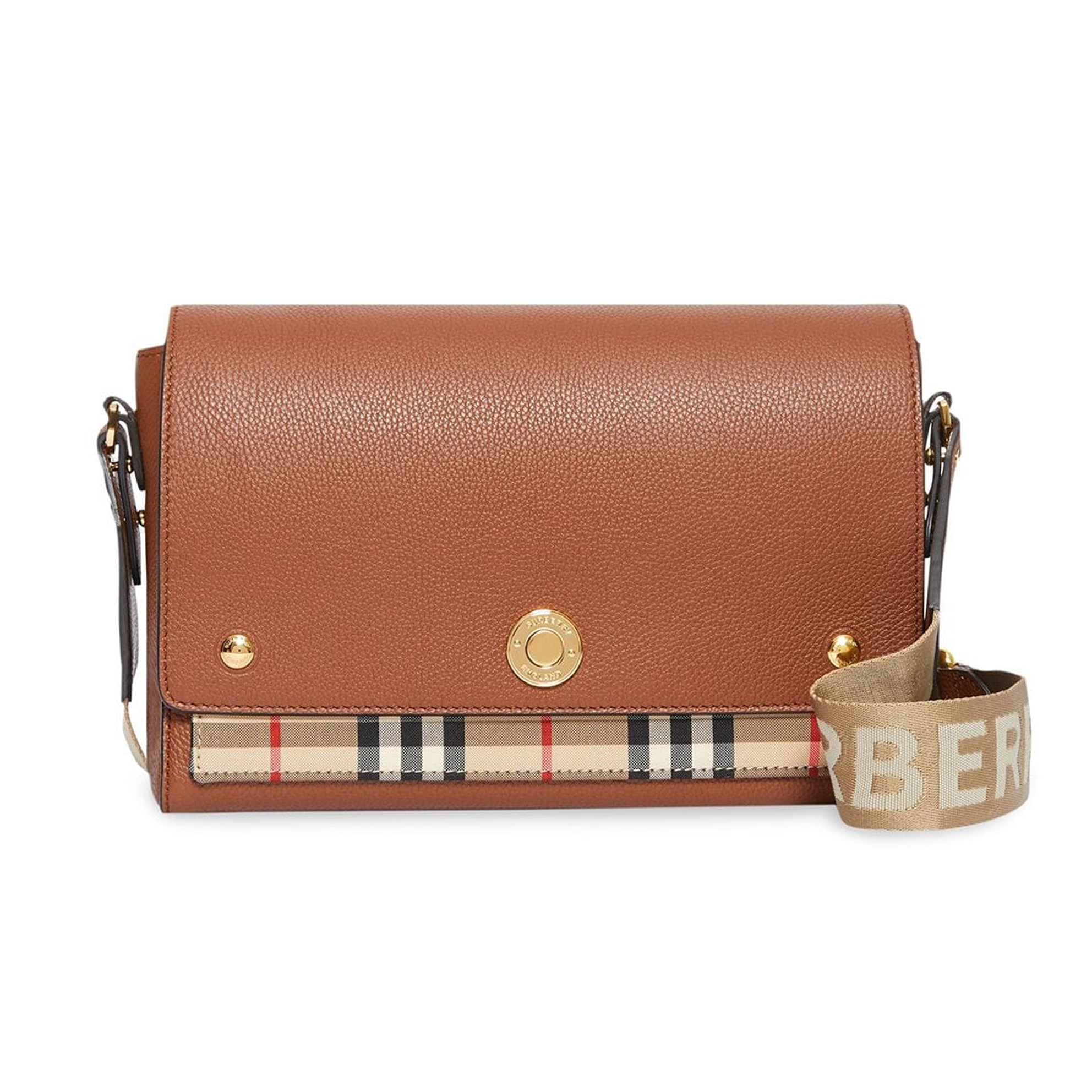 バーバリー BURBERRY  レディース ショルダーバッグ レザー＆ヴィンテージチェック ノート 8021111 TAN