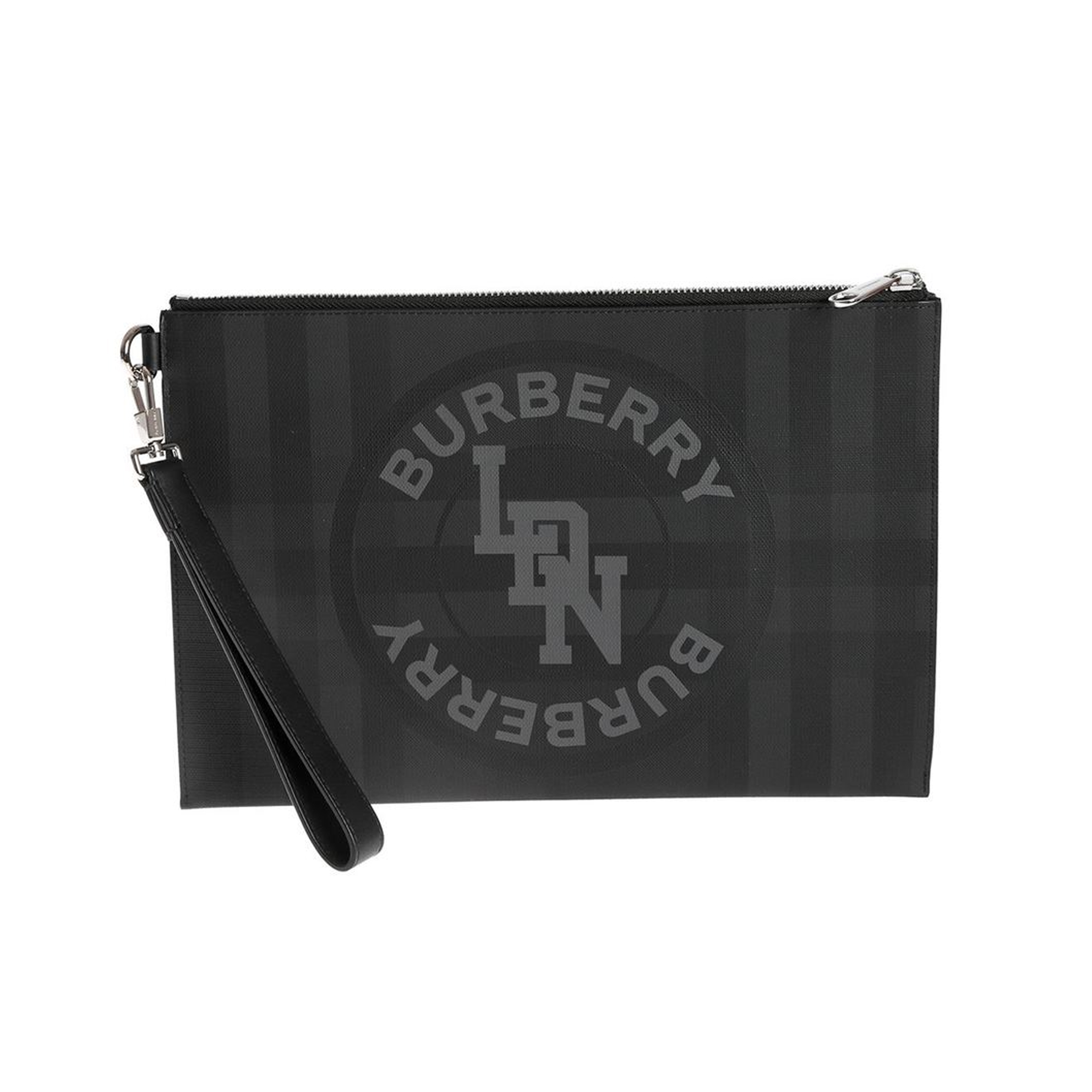 バーバリー BURBERRY メンズ ロゴグラフィック ロンドンチェック ジップポーチ クラッチバッグ 8022559 DACH