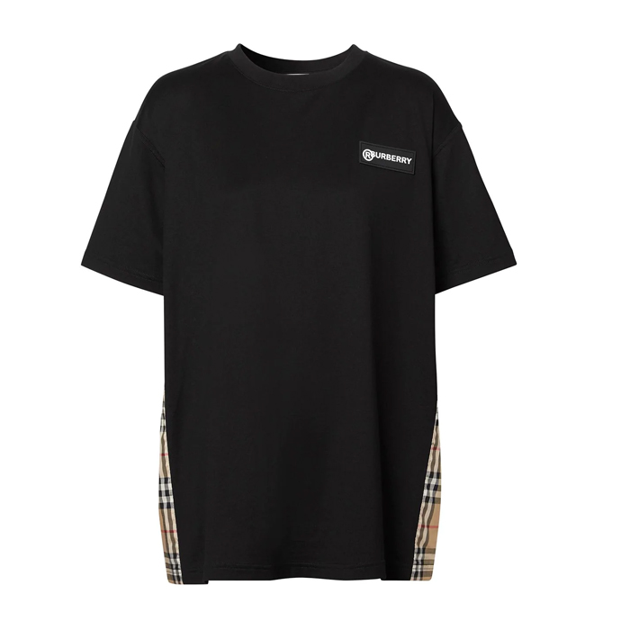 バーバリー BURBERRY Tシャツ スウェットシャツ ヴィンテージチェックパネル オーバーサイズ ブラック 8024545 BLK