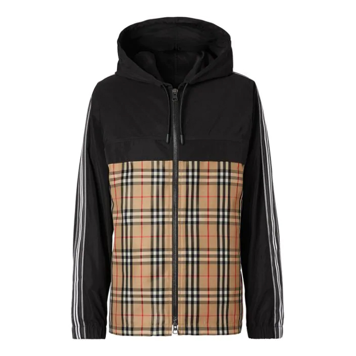 バーバリー BURBERRY タフタ フーテッド ジップアップ ジャケット ブルゾン バーバリーチェック×ライン 8024031 ARBC