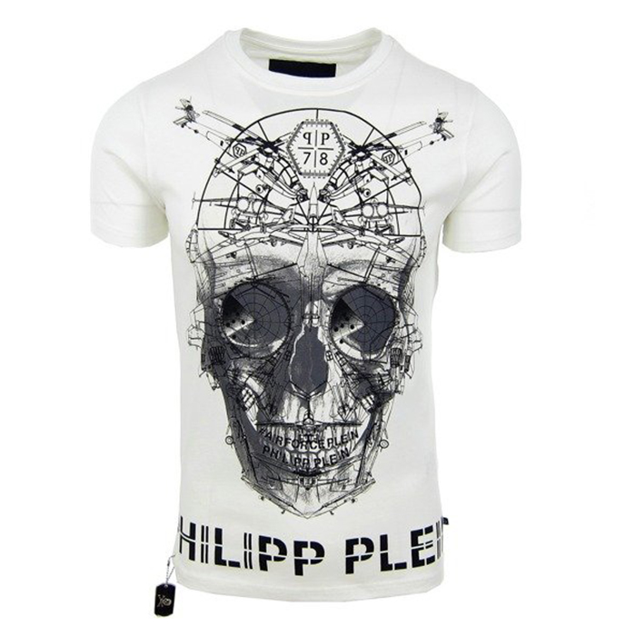 PHILIPP PLEIN MEN T-SHIRT フィリッププレイン メンズ Tシャツ HM340980 01 WHITE