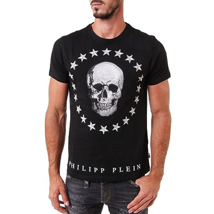 PHILIPP PLEIN MEN T-SHIRT フィリッププレイン メンズ Tシャツ HM341068 02 BLACK