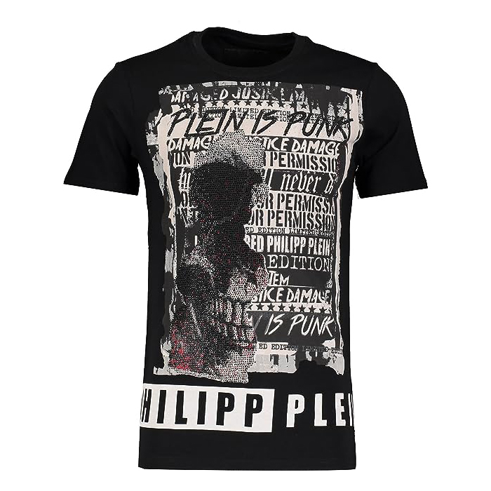 PHILIPP PLEIN MEN T-SHIRT フィリッププレイン メンズ Tシャツ HM342575 02 BLACK