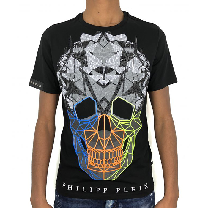 PHILIPP PLEIN MEN T-SHIRT フィリッププレイン メンズ Tシャツ HM342787 02 BLACK