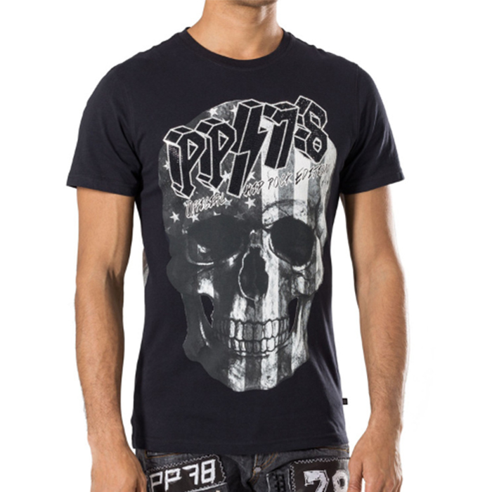 PHILIPP PLEIN MEN T-SHIRT フィリッププレイン メンズ Tシャツ HM348544 02 BLACK