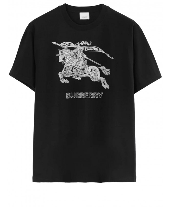 バーバリーBURBERRY  メンズブラックコットンTシャツ  8072775 A1189 BLACK