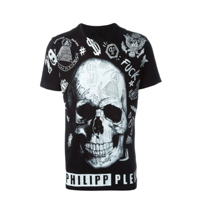 PHILIPP PLEIN MEN T-SHIRT フィリッププレイン メンズ Tシャツ HM349558 02 BLACK