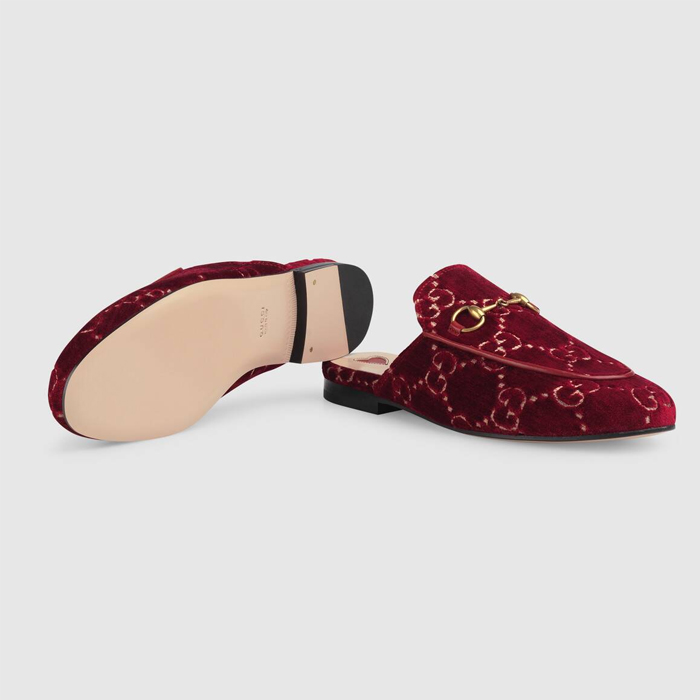 GUCCI LADY SHOES ?グッチレディースシューズ 475094 9JT20 6496 Princetown GG Velvet Slipper