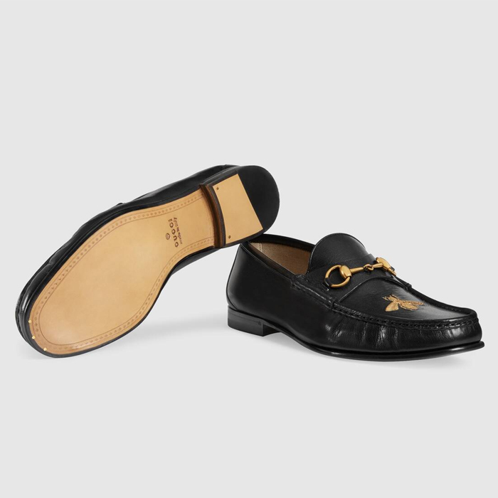 GUCCI MEN SHOES グッチ メン ズシューズ 478292 D3V00 1000 Leather Loafer With Bee