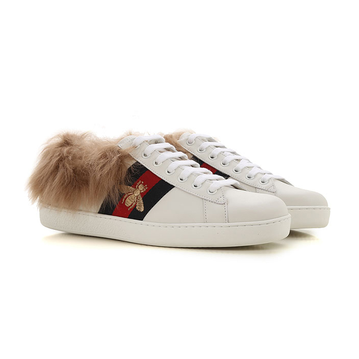 GUCCI MEN SHOES グッチ メン ズシューズ 496093 0FI50 9096 Fur-lined Ace Sneakers