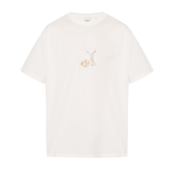 バーバリー BURBERRY メンズ ホワイト シカプリント 特大Tシャツ 8022370 WHIT