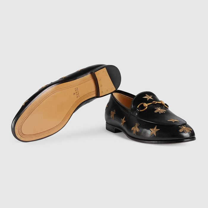 GUCCI LADY SHOES グッチレディースシューズ 505281 D3V00 1000 Jordaan Embroidered Leather Loafer