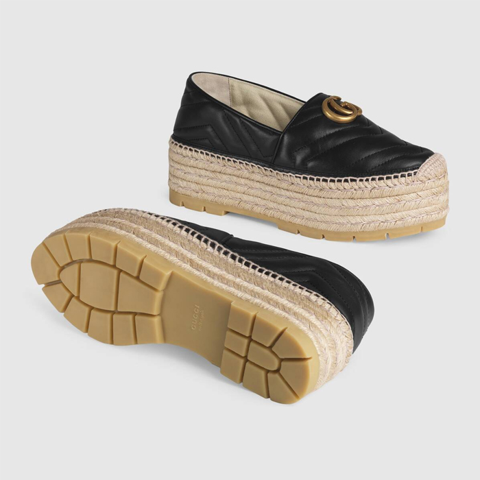 GUCCI LADY SHOES グッチレディースシューズ 551884 BKO00 1000 Leather Espadrille With Double G