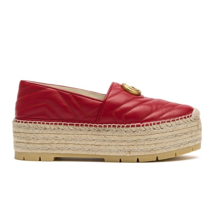 GUCCI LADY SHOES グッチレディースシューズ 551884 BKO00 6433 Leather Espadrille With Double G