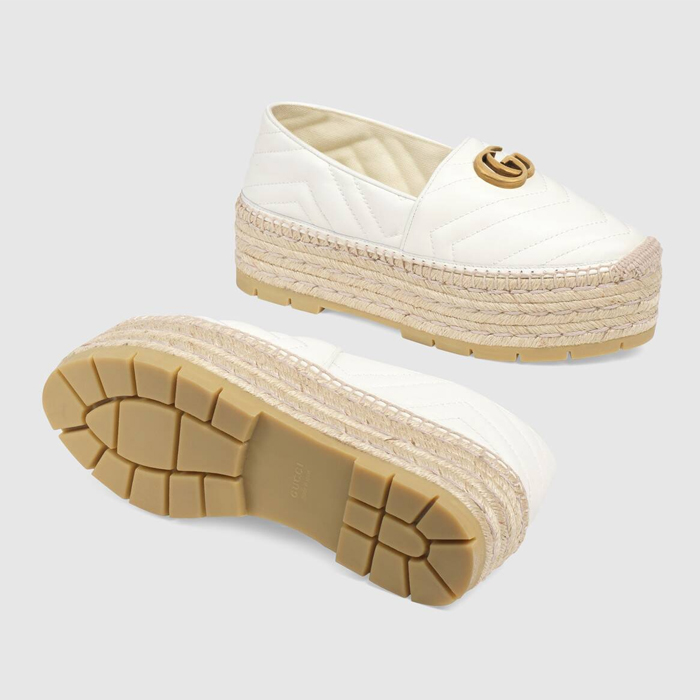 GUCCI LADY SHOES ?グッチレディースシューズ 551884 BKO00 9014 Leather Espadrille With Double G