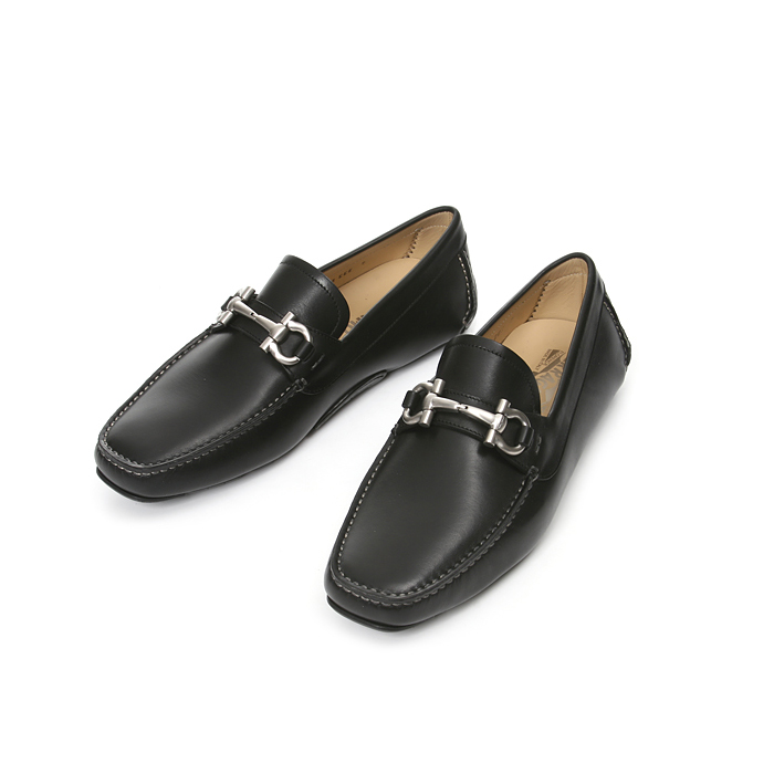 FERRAGAMO MEN SHOES PARIGI 0358405 CALF NERO Leather Loafers