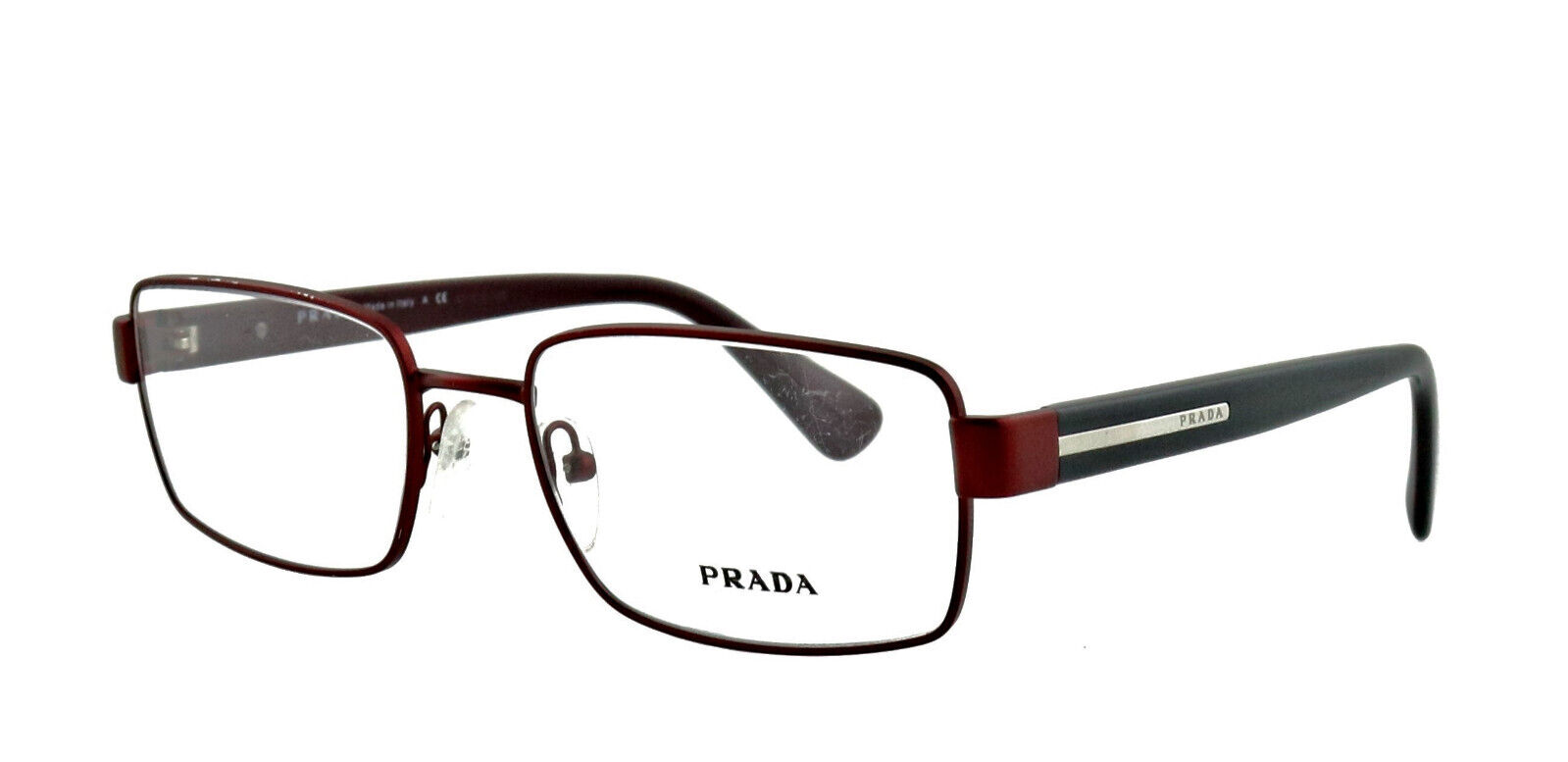 プラダ PRADA メンズ サテン レッド グレー メガネ フレーム 長方形 0PR60QV  ROP101 E