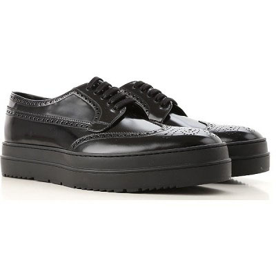 Black Platform Shoes In Calf Leather By Prada 2EE285 P39 F0002