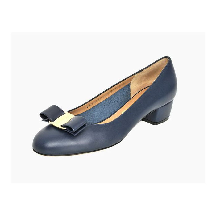 FERRAGAMO LADY SHOES VARA 1 0574010 CALF OXFORD BLUE