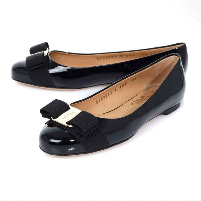 フェラガモ FERRAGAMO レディース エナメル ヴィラリボンパンプス 0574556 PATENT-CALF NERO  VARINA