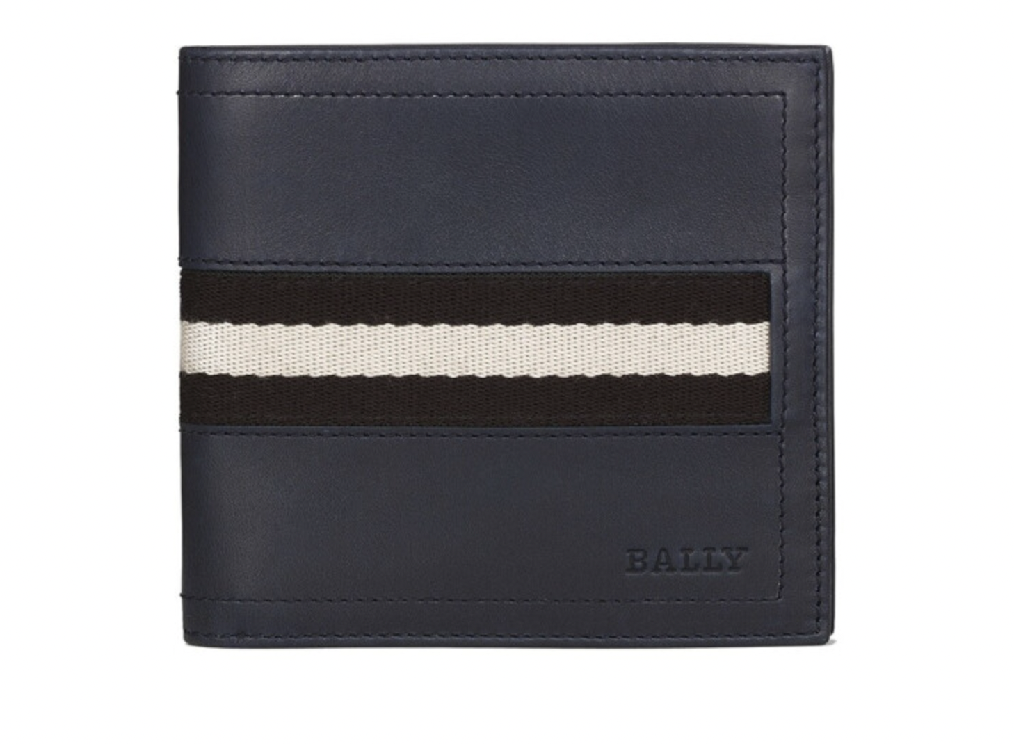 バリー  BALLY  財布 メンズ レザー ウェビング ショート フォールディング ウォレット 6187219 TOLLENT517 NEW-BLUE