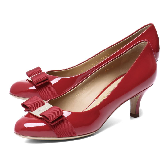 フェラガモ FERRAGAMO レディース リボン レザー ハイヒールパンプス  0592182 PATENT-CALF ROSO