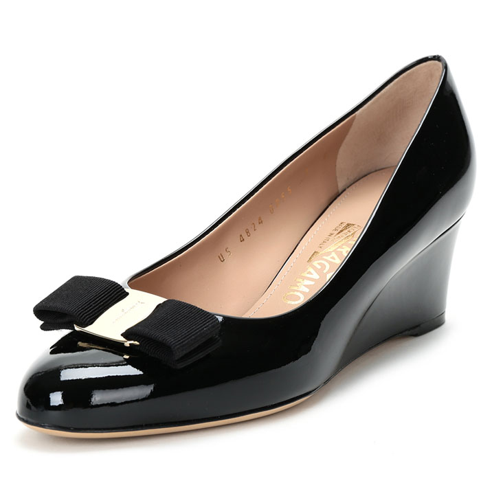 FERRAGAMO LADY SHOES MIRABEL 0603799 PATENT-CALF NERO High Heels