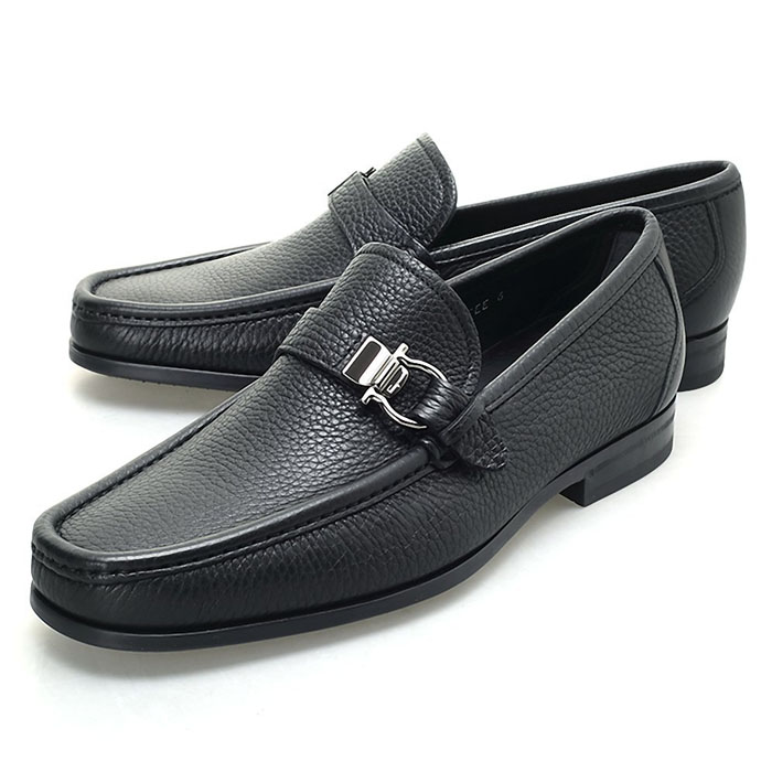 FERRAGAMO MEN SHOES MULLER 0617486 CALF NERO Leather Loafers