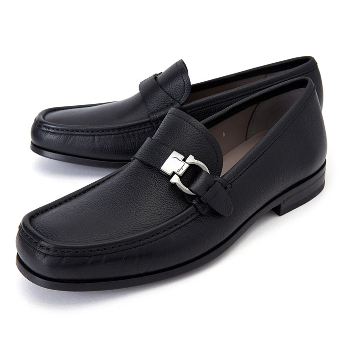 FERRAGAMO MEN SHOES 0703762 P-C NERO Leather Loafers