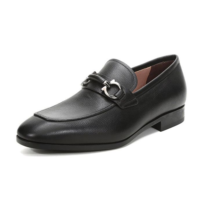 FERRAGAMO MEN SHOES 0703767 P-C NERO Leather Loafers