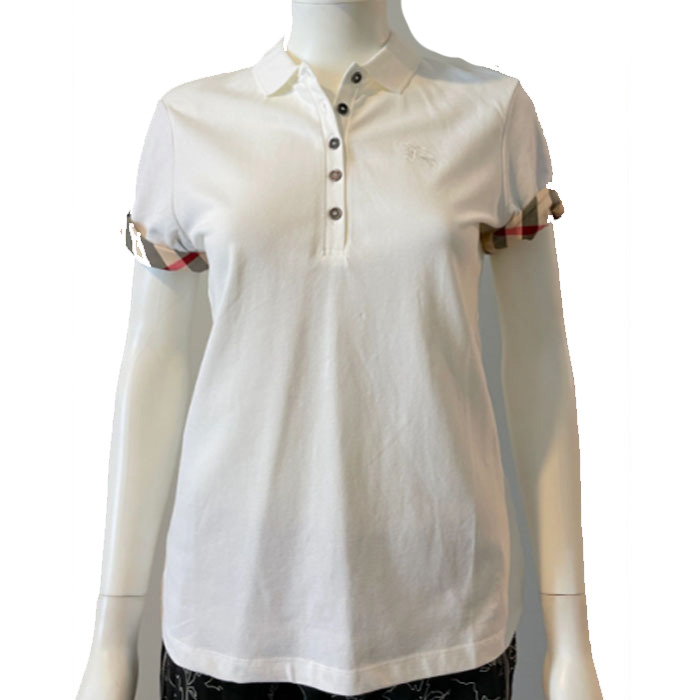 バーバリーBURBERRY LADIES POLO  レディース ポロシャツ 3866673 10000 WHITE