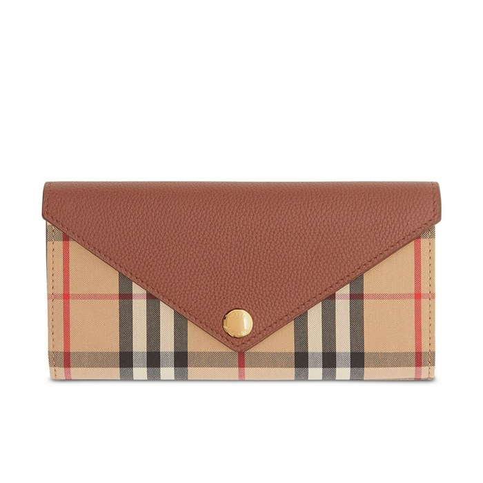 バーバリー BURBERRY 長財布 レディース ヴィンテージチェック＆レザー コンチネンタルウォレット 8026112 TAN