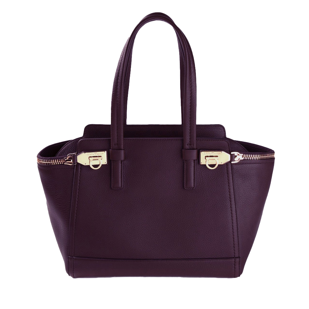 フェラガモ  FERRAGAMO レディース ジップディテールトラペーズトートバッグ 21-E763 0596451 PLUM