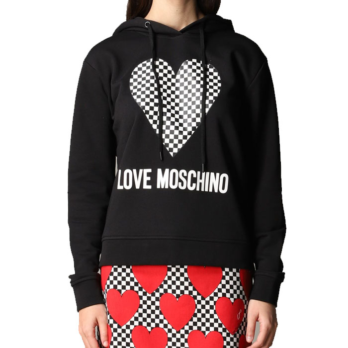 ラブ モスキーノ LOVE MOSCHINO レディースチェックハートフード付きスウェットシャツ W634605 4165 C74