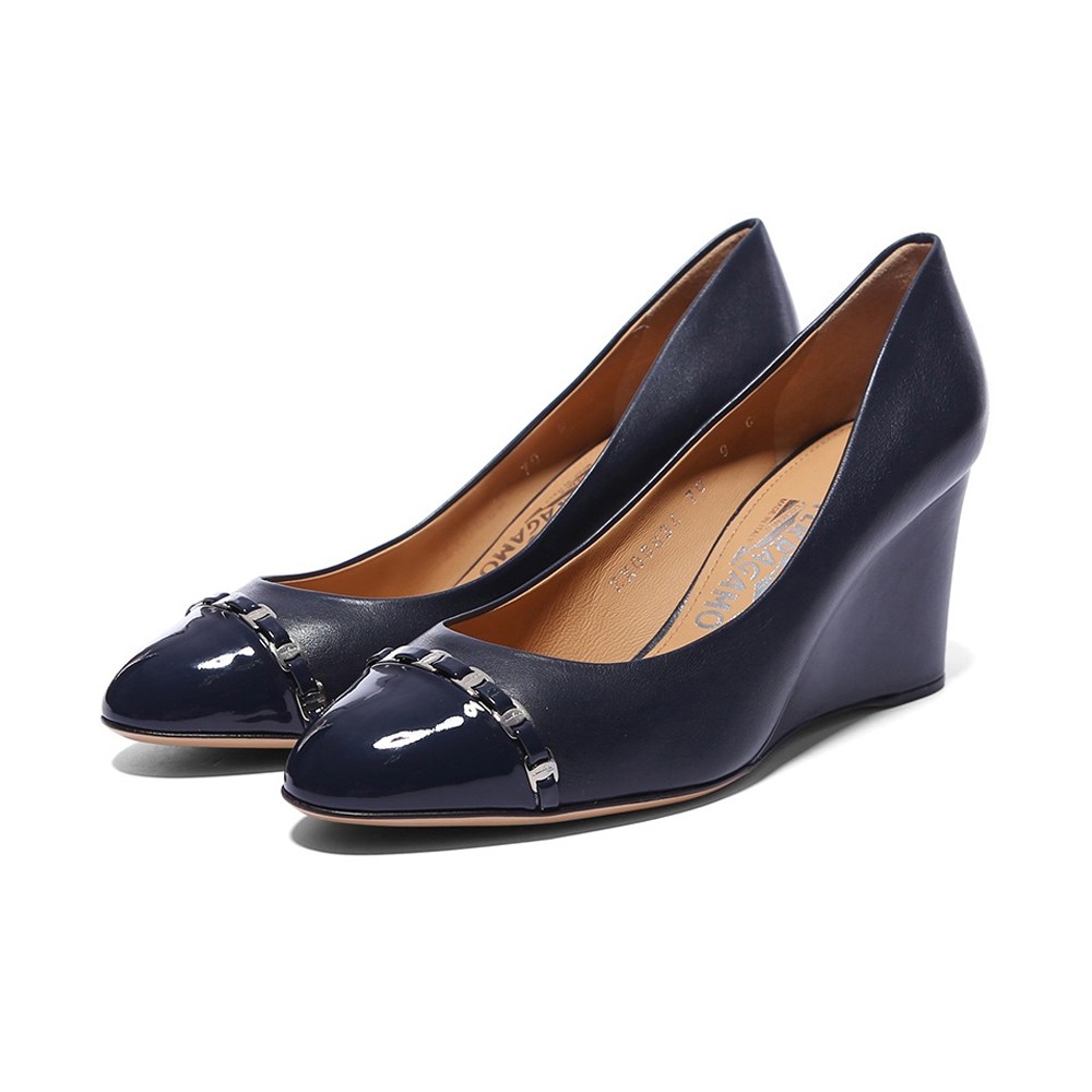 フェラガモ FERRAGAMO ネイビー レディースハイヒールパンプス  0584507 NANA OXFORD-B