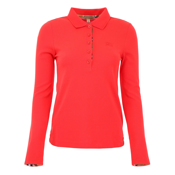 BURBERRY LADY POLO-SHIRT 8004800BR-R long-sleeved Bright Red