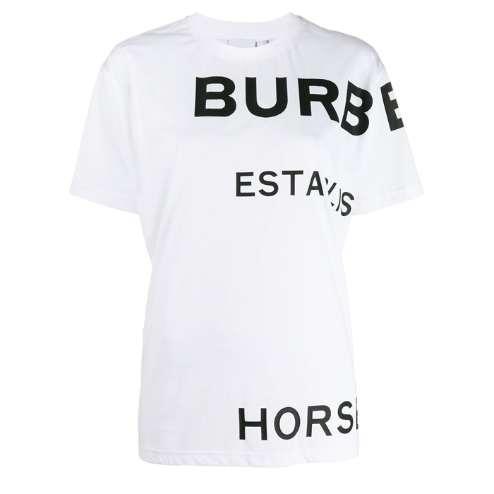 BURBERRY LADY T-SHIRTS 8017103WHIT White Carrick Horseferry print over T-shirt