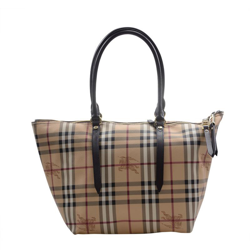 バーバリー BURBERRY ヘイマーケットチェックトートバッグ レディース ベージュ×ブラック 3882392 2070T CHOCO