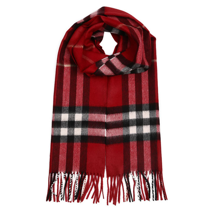 バーバリーBURBERRY MUFFLER レディースマフラー GIANT ICON CASHMERE SCARF 3953534 PARADE RED CHECK