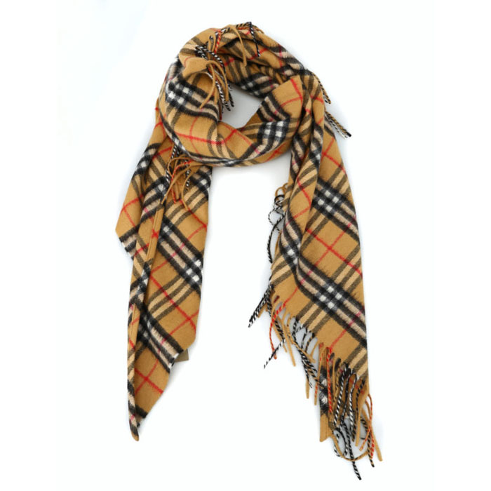 BURBERRY MUFFLER バーバリー マフラー 4076700 ANTIQUE YELLOW Vintage Check Bandana Cashmere Shawl