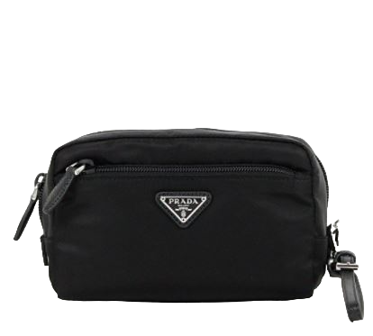 プラダ  PRADA レディース ナイロンポーチ メタルロゴ ブラック 1NE393067