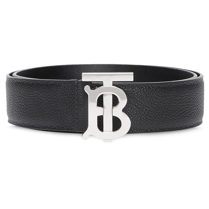 BURBERRY BELT バーバリーベルト 8015599 BLACK Monogram Motif Grainy Leather Belt