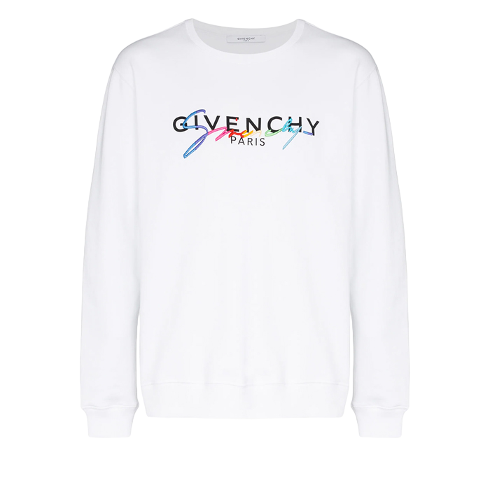 ジバンシィ GIVENCHY メンズ ホワイトレインボーシグネチャーロゴスウェット BMJ03C30AF 100