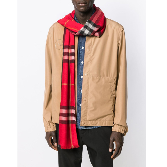 BURBERRY MUFFLER バーバリー マフラー 8015404BMR Tartan wool and silk blend scarf