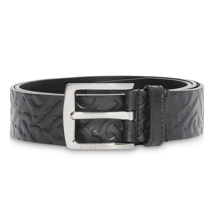 BURBERRY BELT バーバリーベルト 8015603BLK Black Monogram Leather Belt