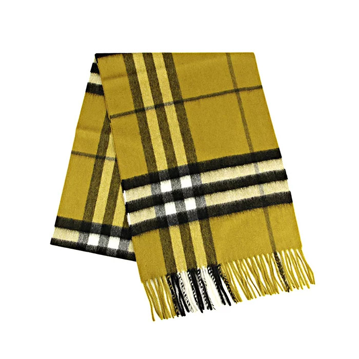 BURBERRY MUFFLER バーバリー マフラー CASHMERE SCARF 3994157 DARK LIME