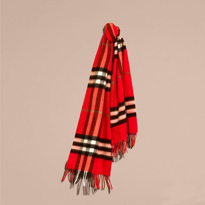 BURBERRY MUFFLER バーバリー マフラー CASHMERE SCARF 4030502 BRIGHT ORANGE RED