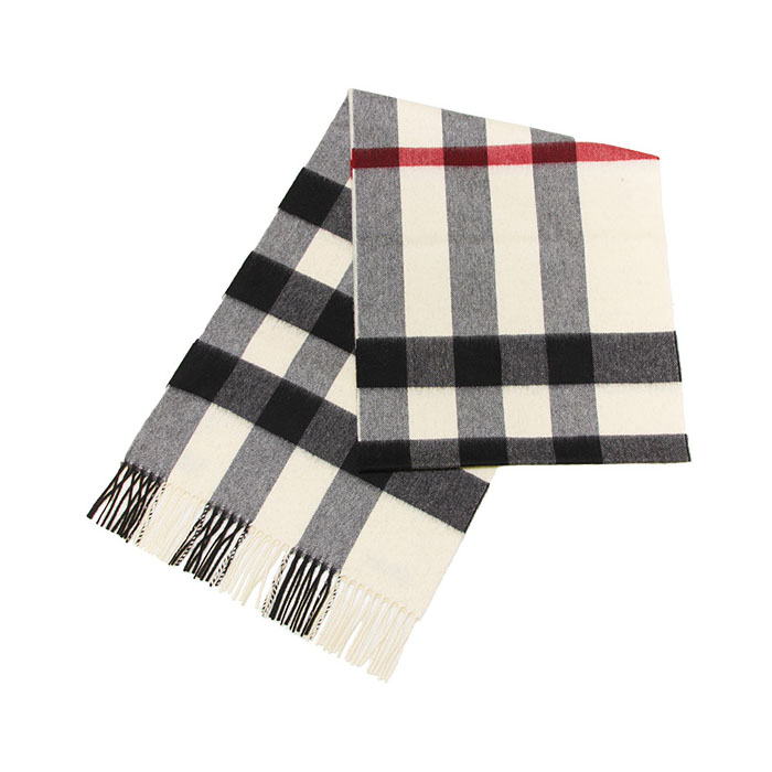 BURBERRY MUFFLER バーバリー マフラー CASHMERE SCARF 4060575 WHITE CHECK