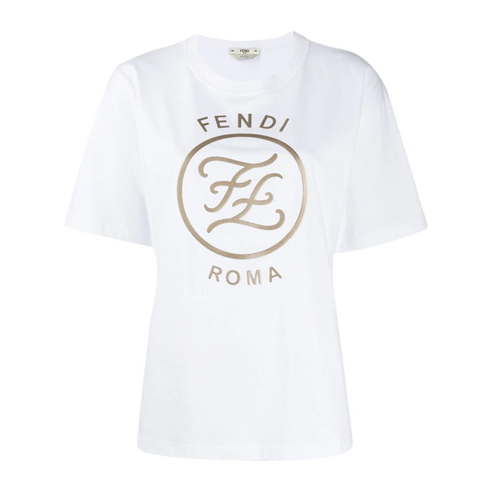 フェンディ FENDI レディース Tシャツ 半袖 ゴールデン FFロゴコットン FAF073 AA4G F0J04