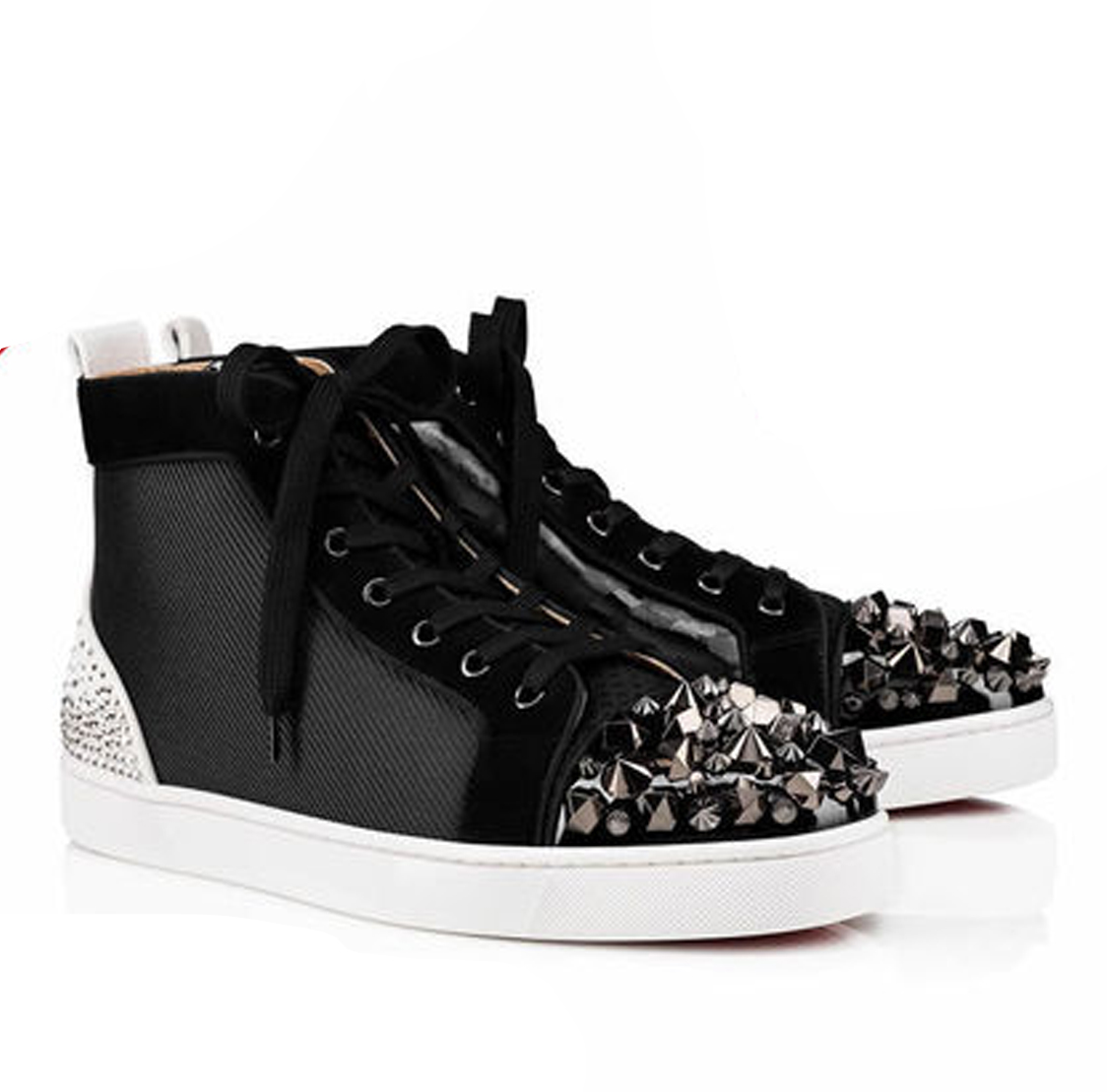 クリスチャンルブタン CHRISTIAN LOUBOUTIN メンズシューズ 1190416CM47 Men's Mixed-Media Spike Mid-Top Sneakers in Black